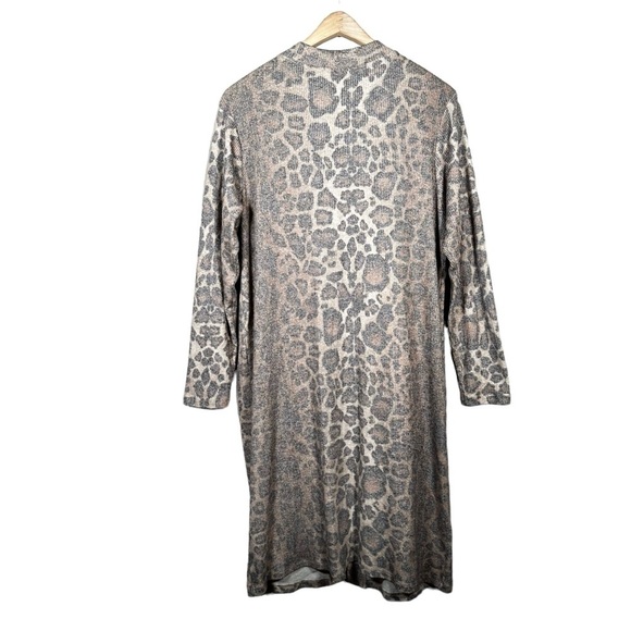 LNA Kurt Ribbed Leopard Print Cardigan Duster - Picture 3 of 10